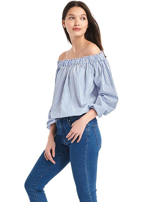 View large product image 1 of 2. Off-Shoulder Stripe Top