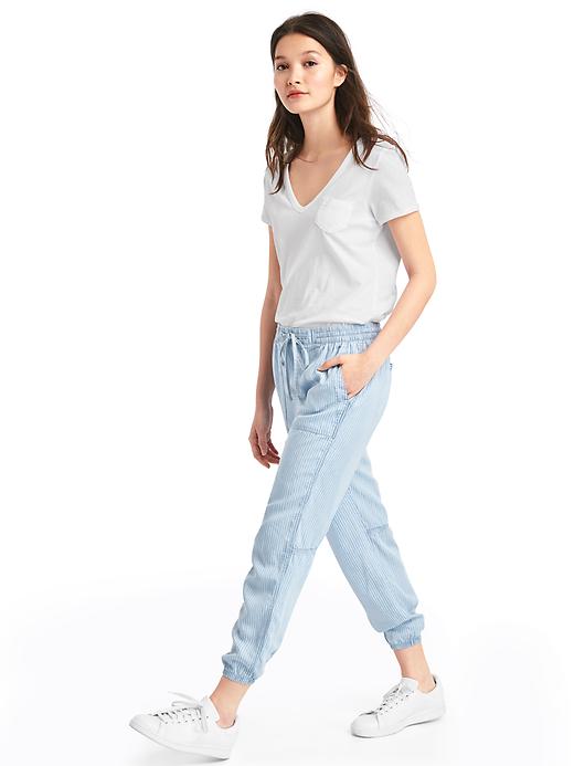 Image number 5 showing, TENCEL&#153 railroad stripe utility joggers