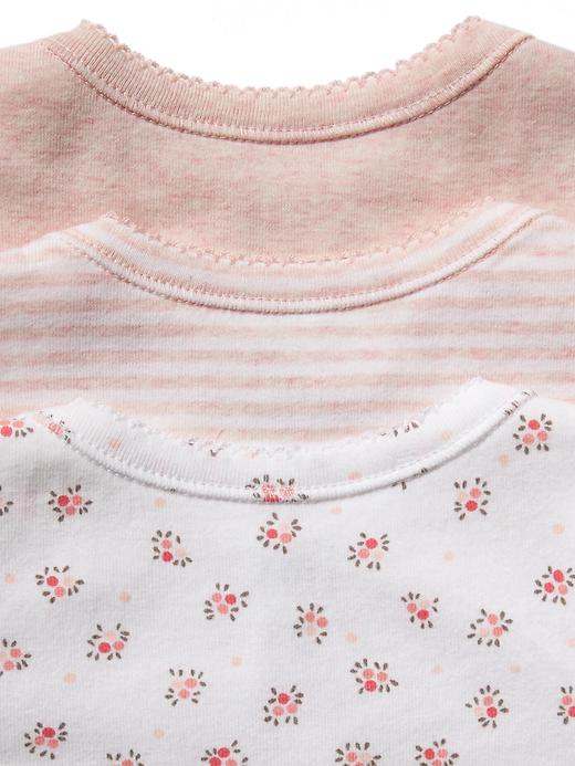 2 of 8 showing, with the color pink heather of product Baby First Favorite Floral Short Sleeve Bodysuit (3-Pack)