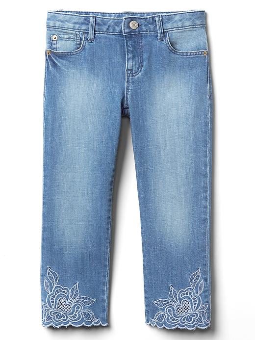 Image number 2 showing, Stretch eyelet straight crop jeans