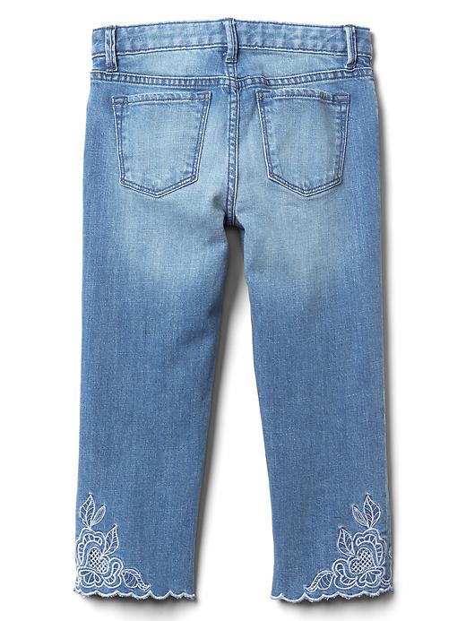 Image number 3 showing, Stretch eyelet straight crop jeans