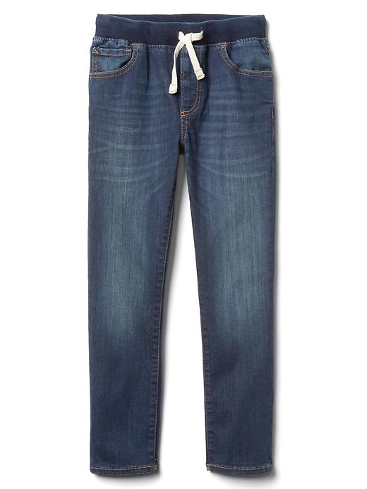 2 of 8 showing, with the color dark wash of product Kids Rip & Repair Slim Jeans with Fantastiflex
