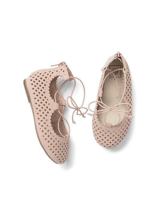 1 of 8 showing, with the color pink standard of product Lace-up ballet flats