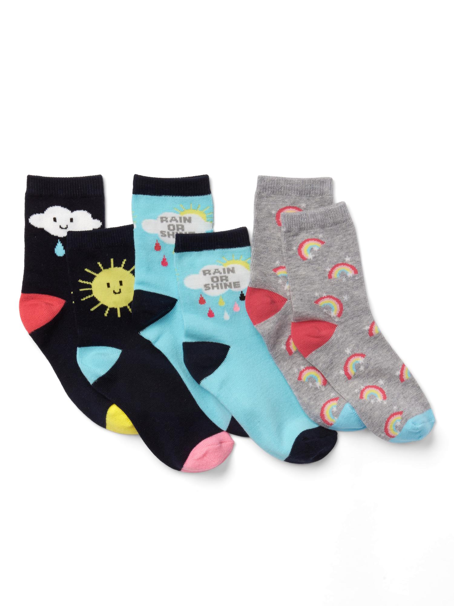 Print half crew socks (3pack) Gap