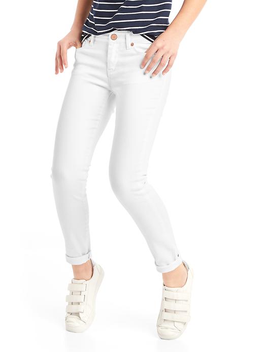 1 of 8 showing, with the color white denim of product Kids Stain-Resistant Super Skinny Jeans with Fantastiflex