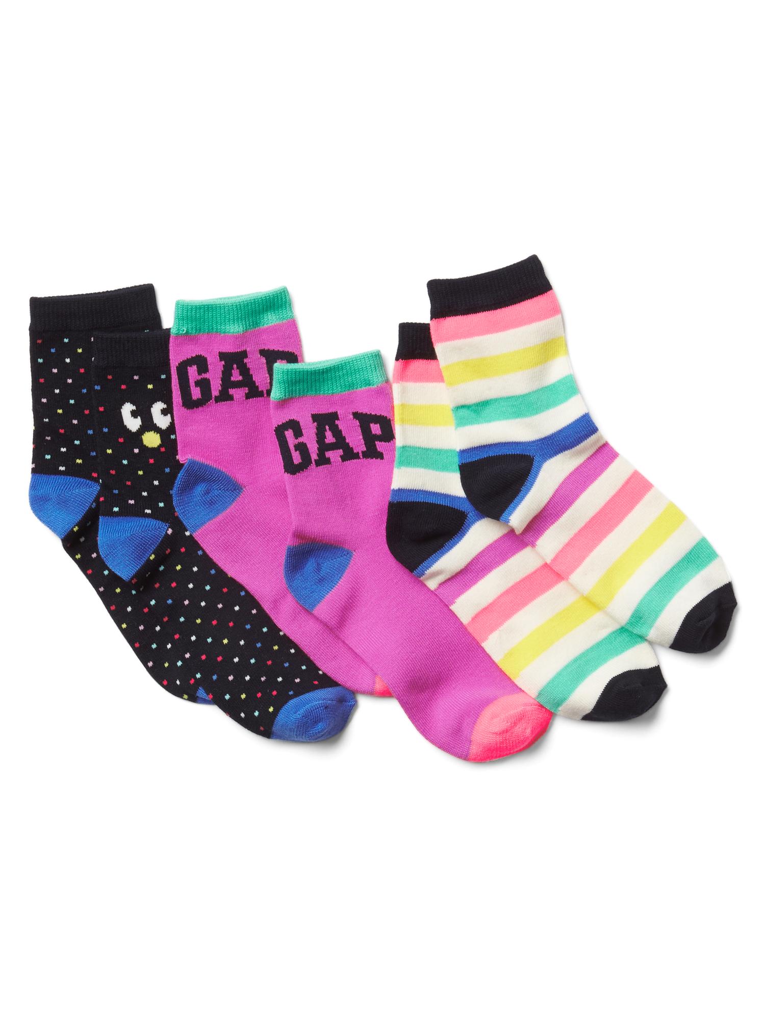 Print half crew socks (3pack) Gap