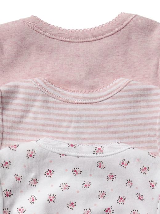 2 of 8 showing, with the color pink heather of product Baby First Favorite Floral Long Sleeve Bodysuit (3-Pack)