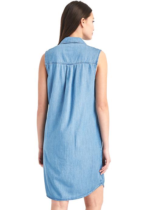 Image number 2 showing, TENCEL&#153 denim lace-up shirtdress