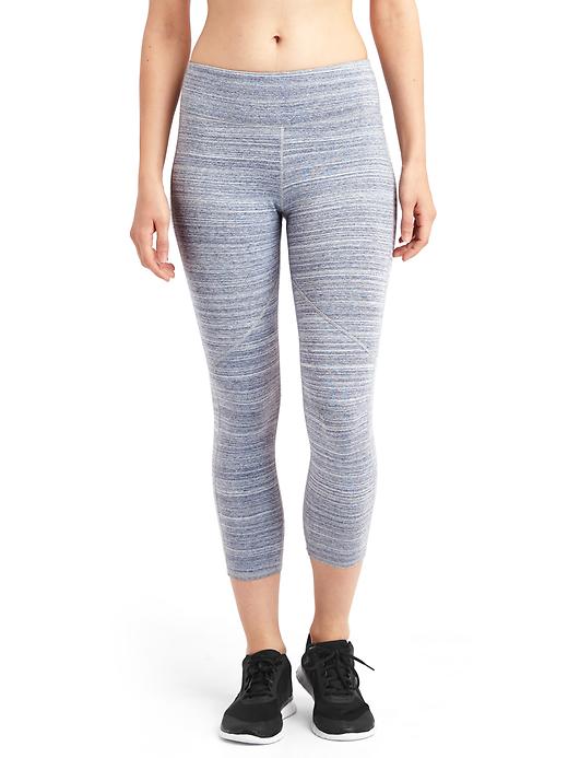 1 of 8 showing, with the color light blue heather of product GFast Spacedye Capris in Performance Cotton