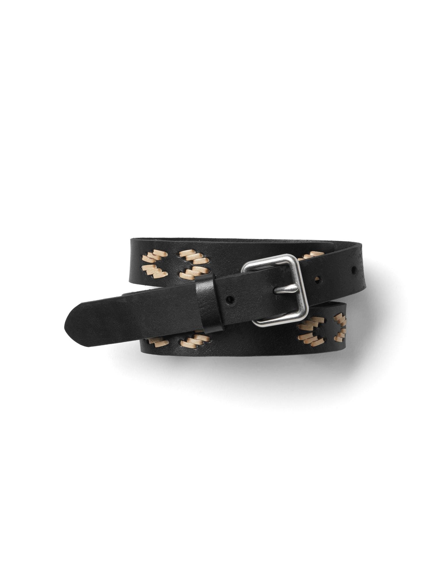 Southwestern stitch leather belt