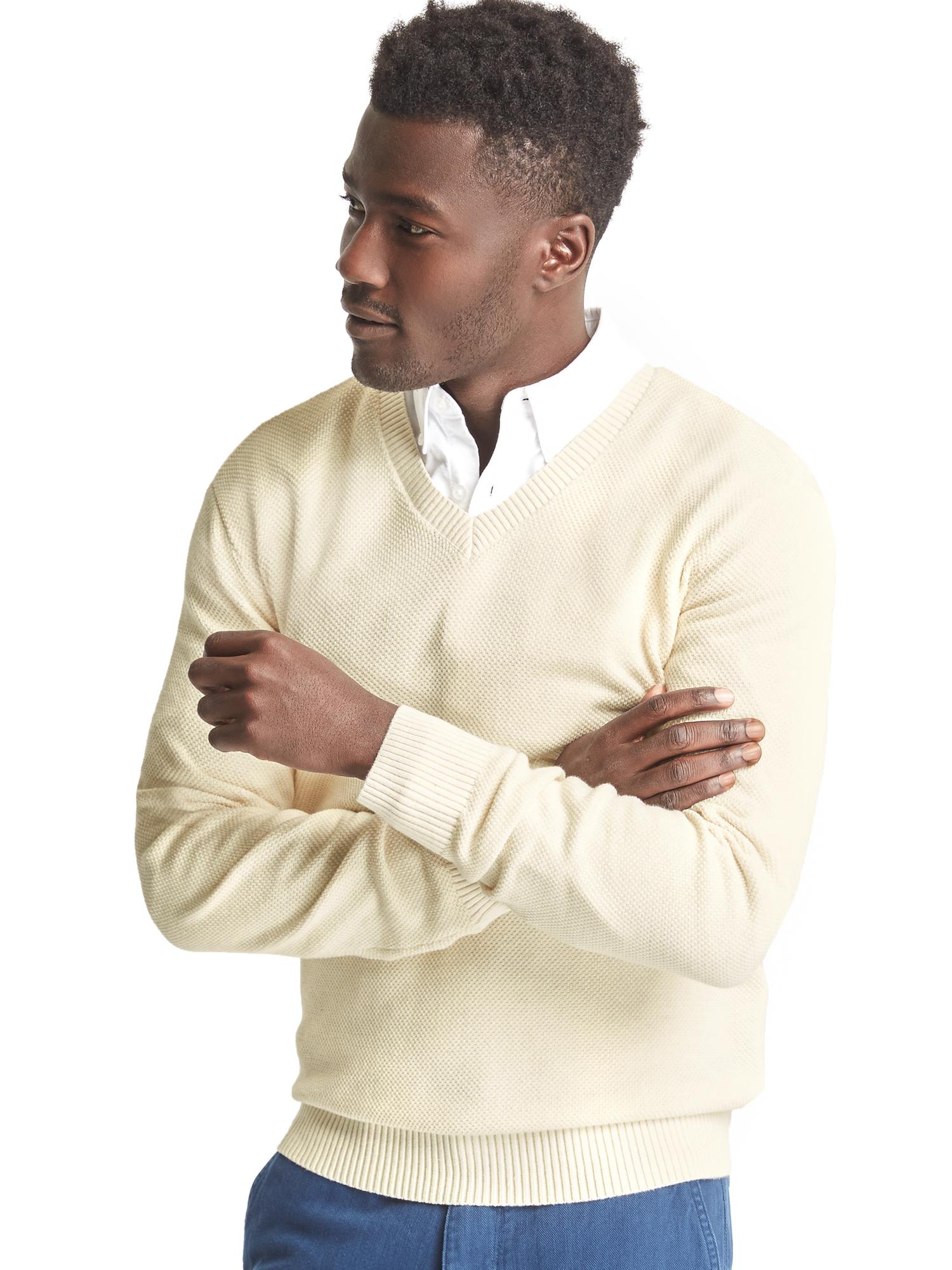 gap textured v neck sweater
