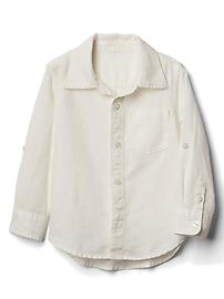 View large product image 3 of 3. Linen-blend convertible shirt