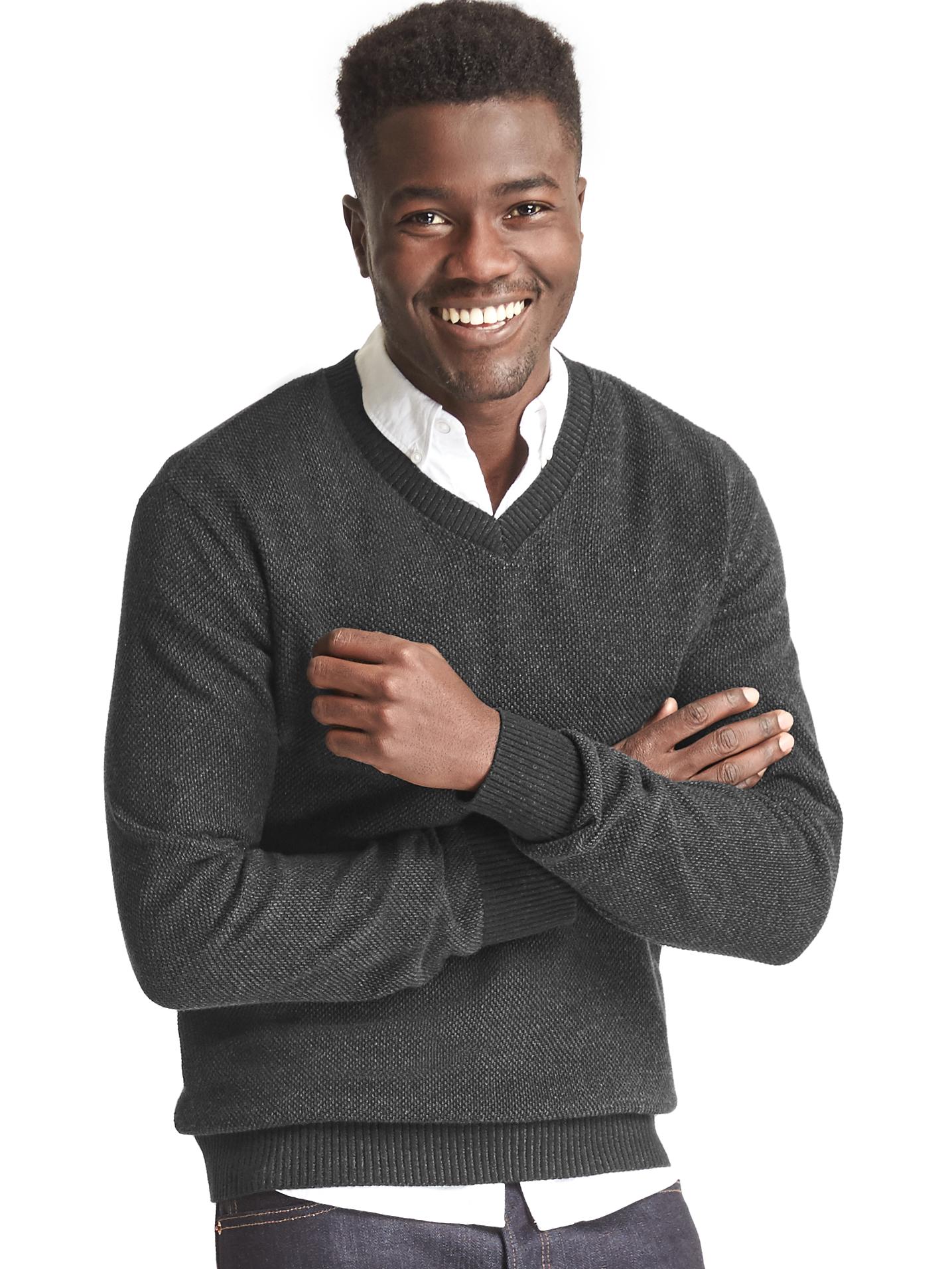 gap textured v neck sweater