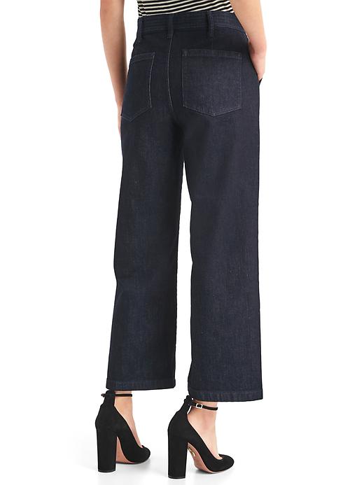 2 of 8 showing, with the color rinsed denim of product High rise wide-leg crop jeans