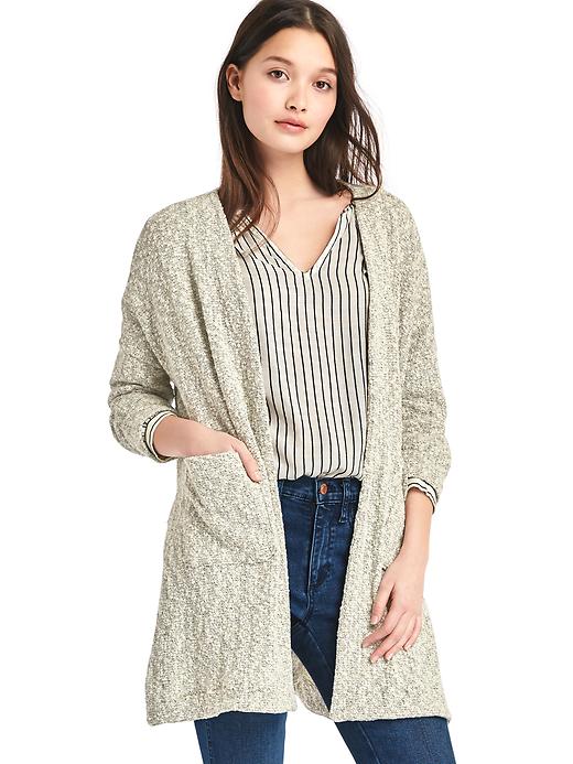 Image number 1 showing, Boucle open-front cardigan