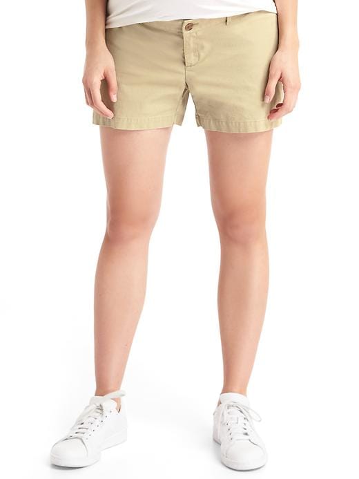 View large product image 1 of 1. Maternity inset panel twill summer shorts