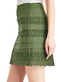 Place Nationale La Libere Eyelet Lace Mini Skirt in Black Eyelet Lace