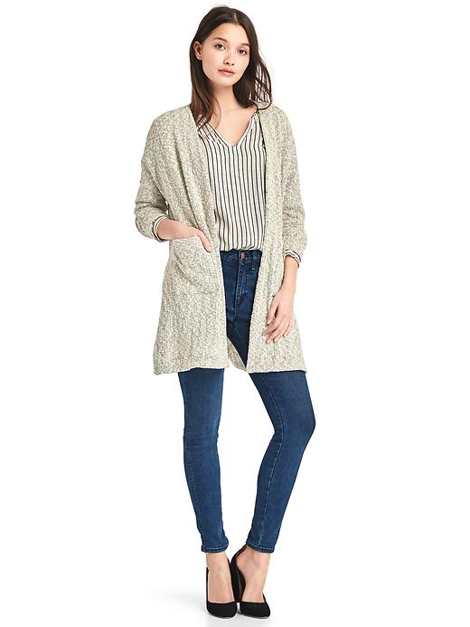 Image number 3 showing, Boucle open-front cardigan