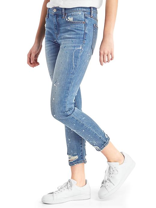 Image number 5 showing, Mid rise paint splatter best girlfriend jeans �