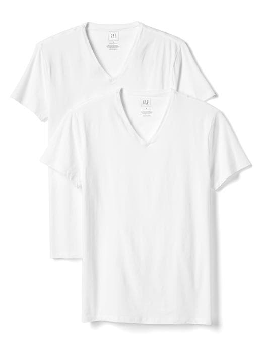 View large product image 1 of 1. Stretch cotton V-neck tee (2-pack)