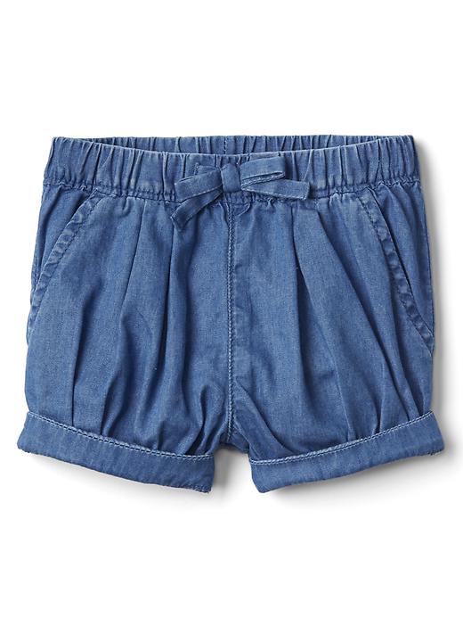 1 of 8 showing, with the color denim of product Chambray bubble short