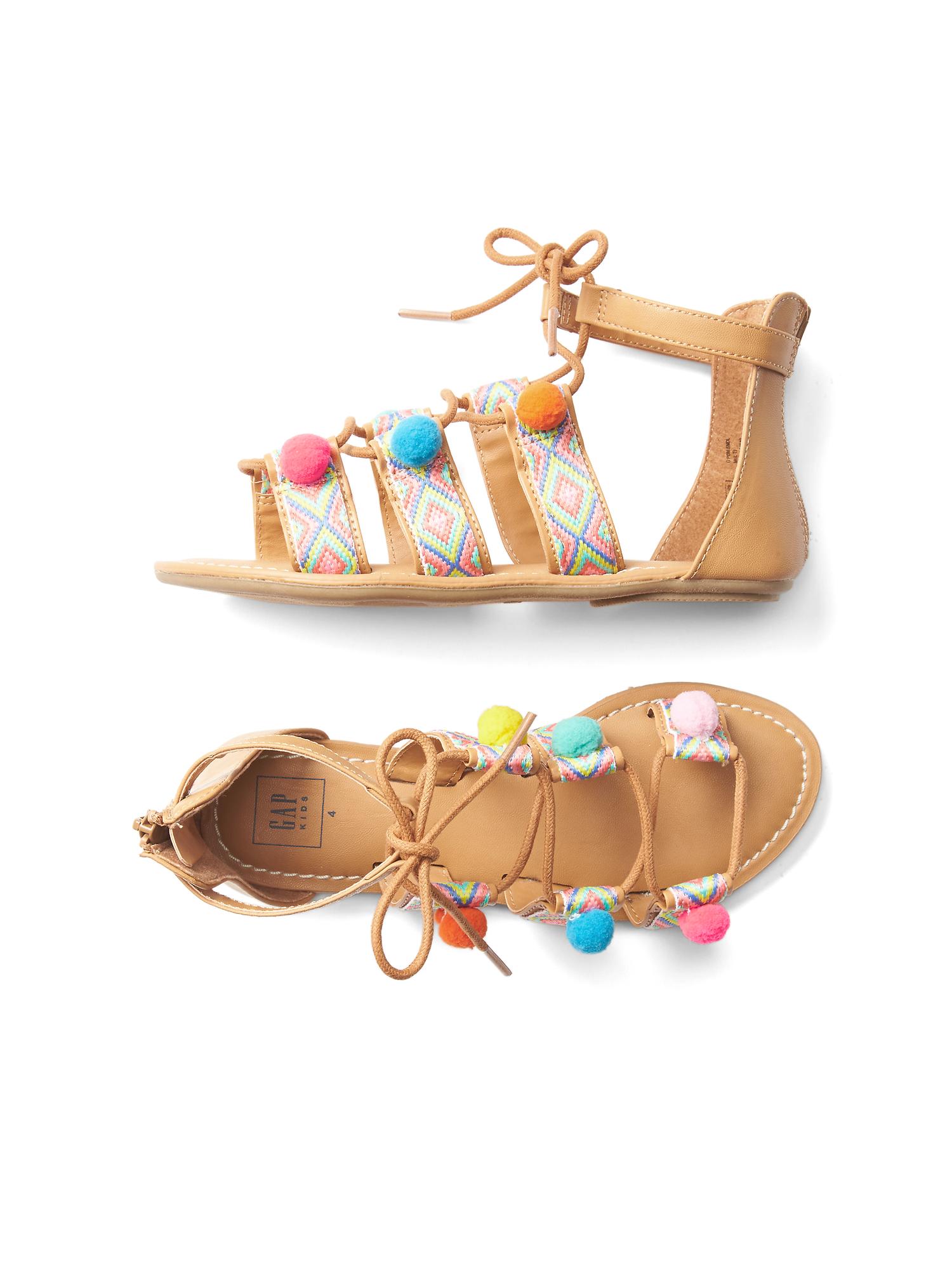 Embroidery laceup sandals Gap