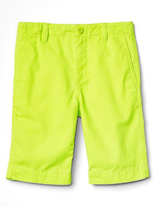 1 of 8 showing, with the color active yellow of product Twill flat front shorts