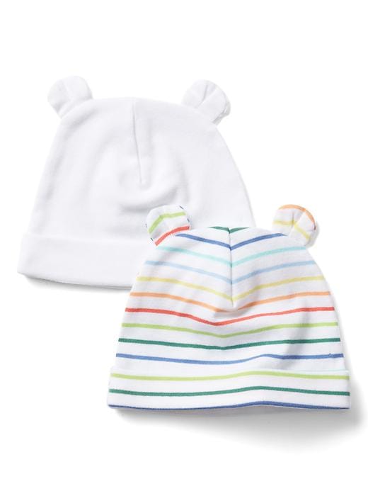 View large product image 1 of 1. Baby First Favorite Stripe Bear Hat (2-Pack)