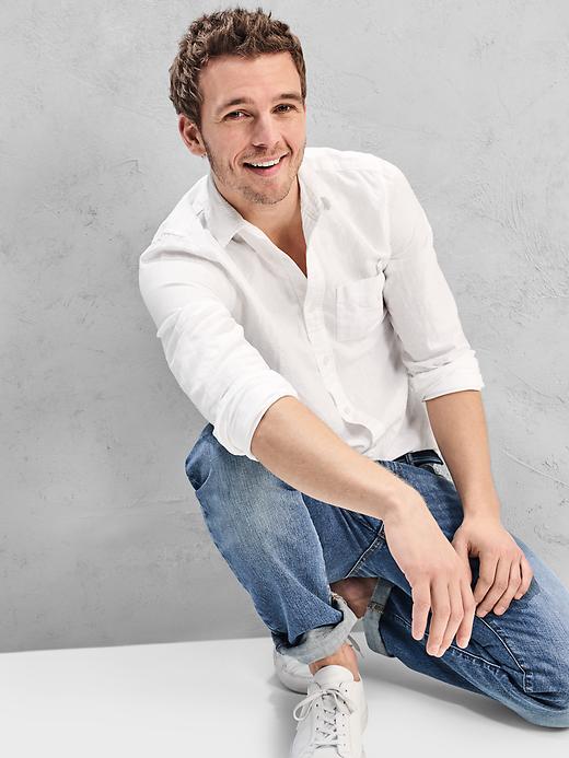 View large product image 2 of 2. Linen-cotton standard fit shirt