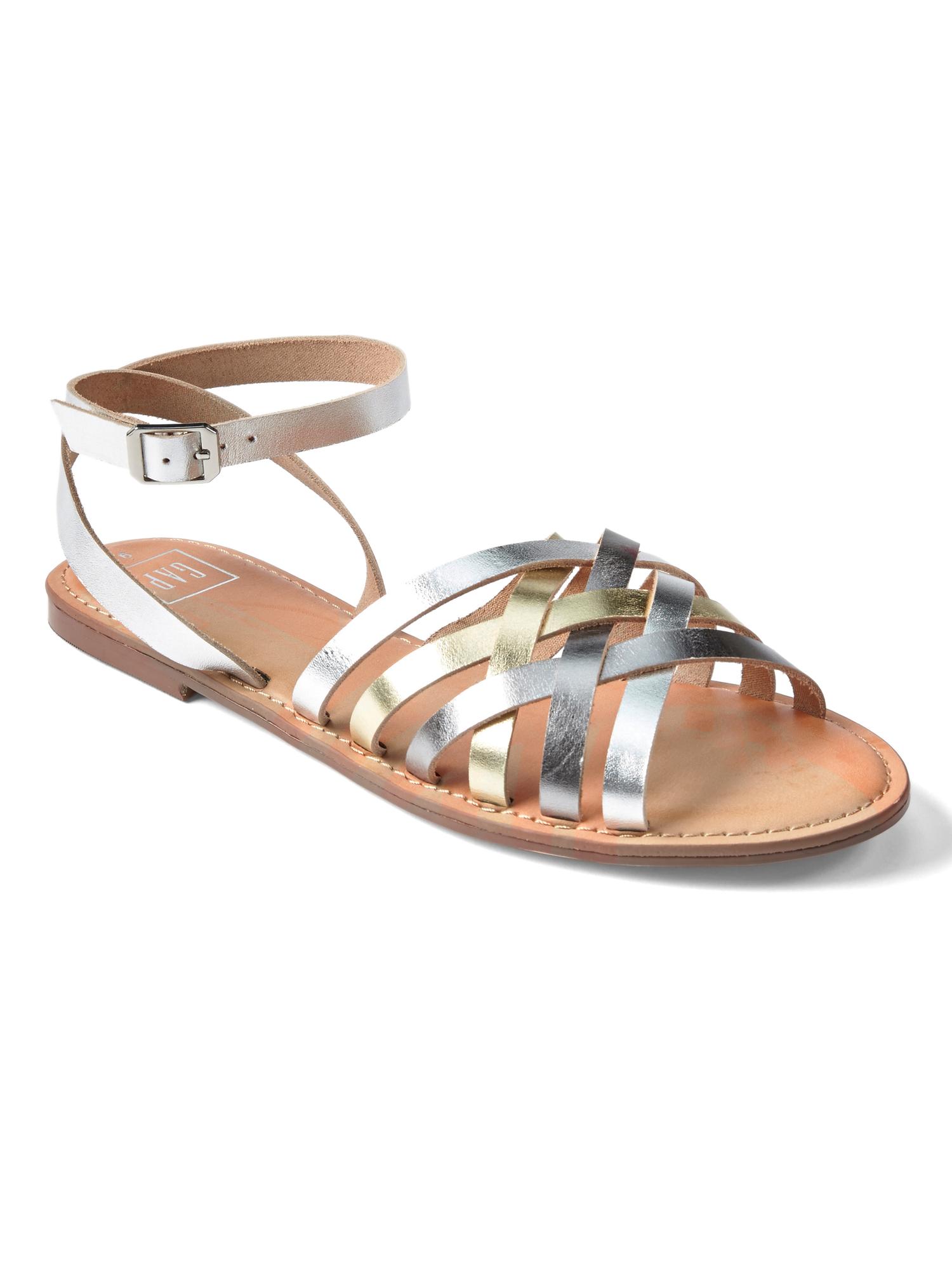 Leather lattice sandals Gap
