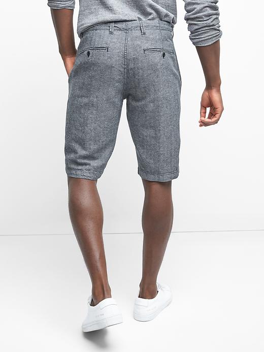 Image number 2 showing, Linen-cotton herringbone shorts (12")