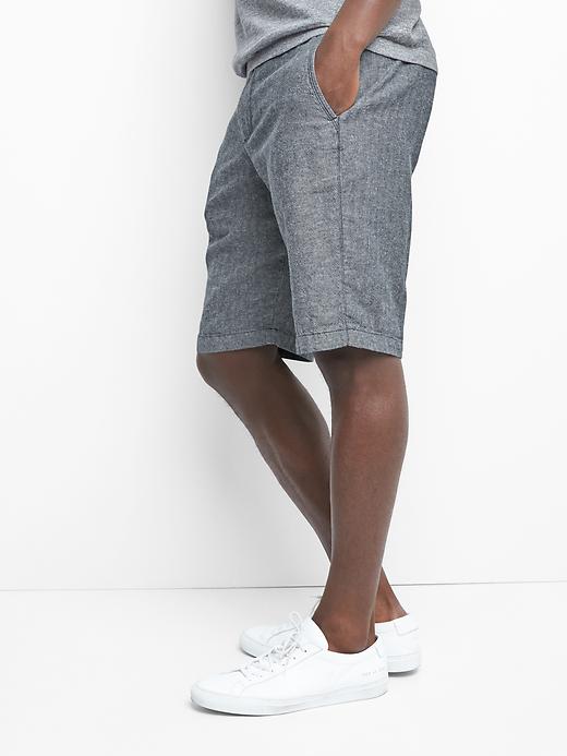 Image number 5 showing, Linen-cotton herringbone shorts (12")