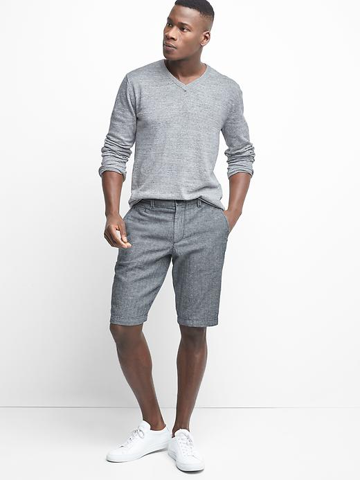 Image number 3 showing, Linen-cotton herringbone shorts (12")