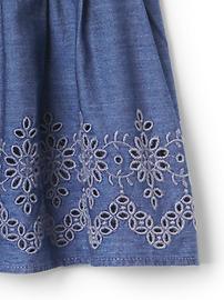 View large product image 3 of 3. Eyelet chambray flutter dress