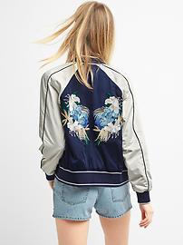 Floral embroidery bomber jacket Gap