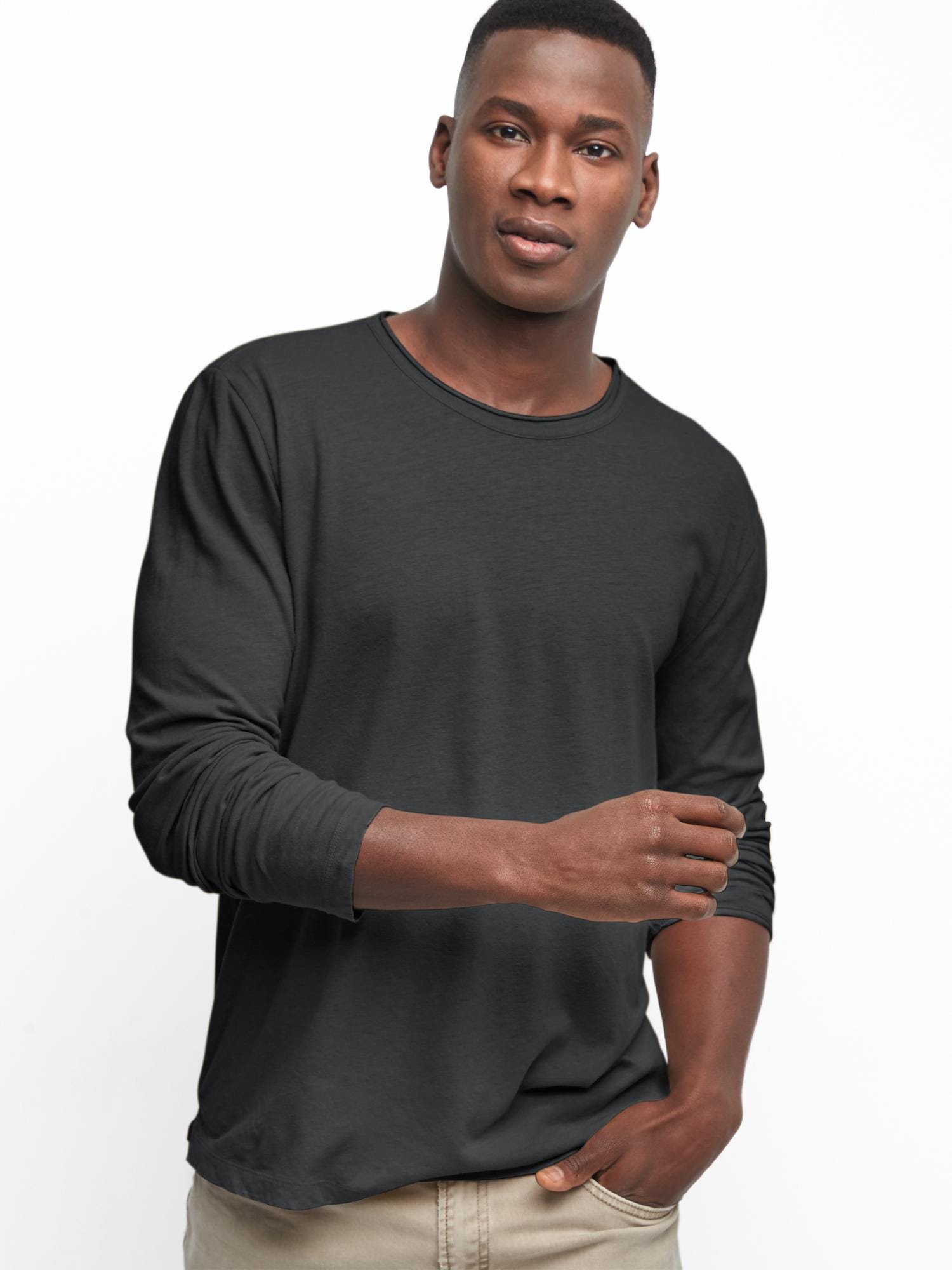 Linencotton long sleeve crewneck Gap