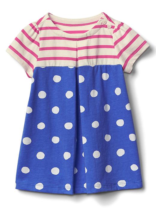 1 of 8 showing, with the color belle blue of product Mix-Print Pleat Dress