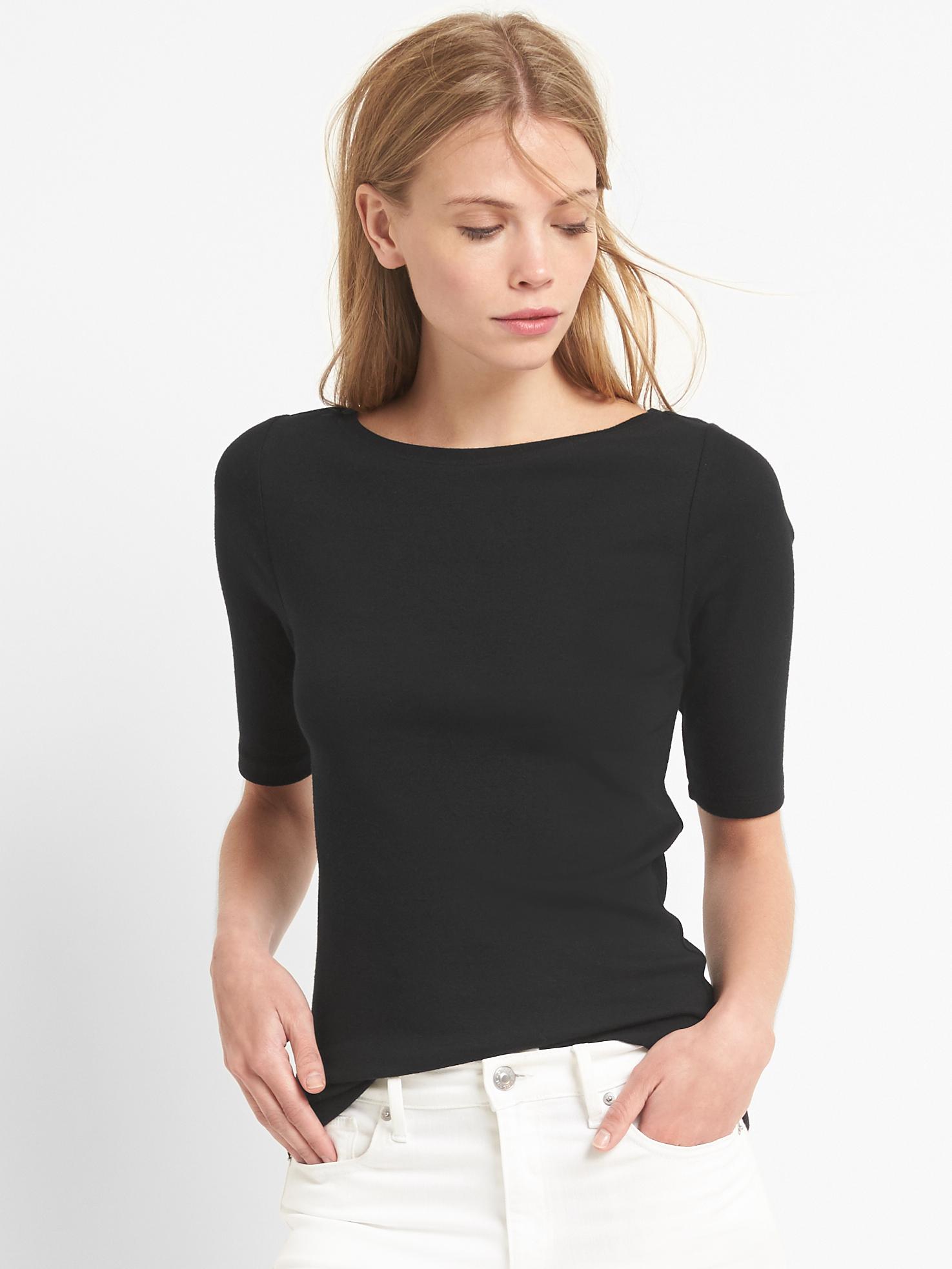 Elbow sleeve modern boatneck Gap