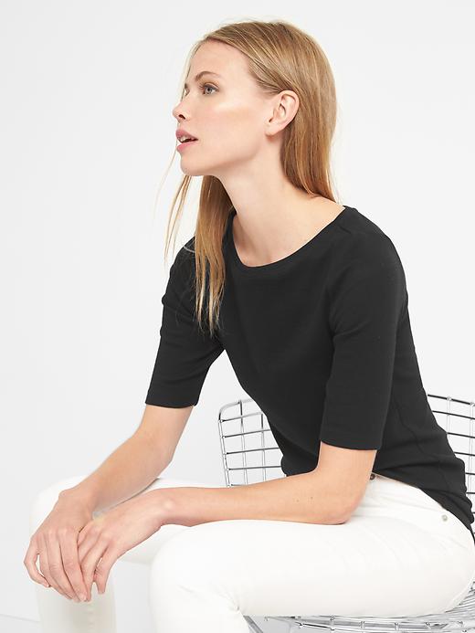 Elbow sleeve modern boatneck Gap
