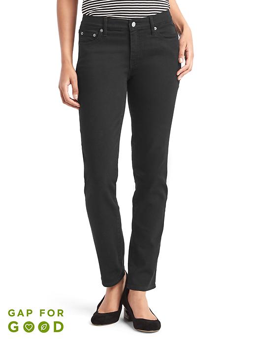 1 of 8 showing, with the color black of product Mid rise real straight jeans