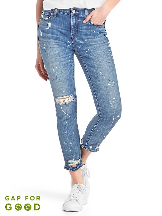 Image number 1 showing, Mid rise paint splatter best girlfriend jeans �