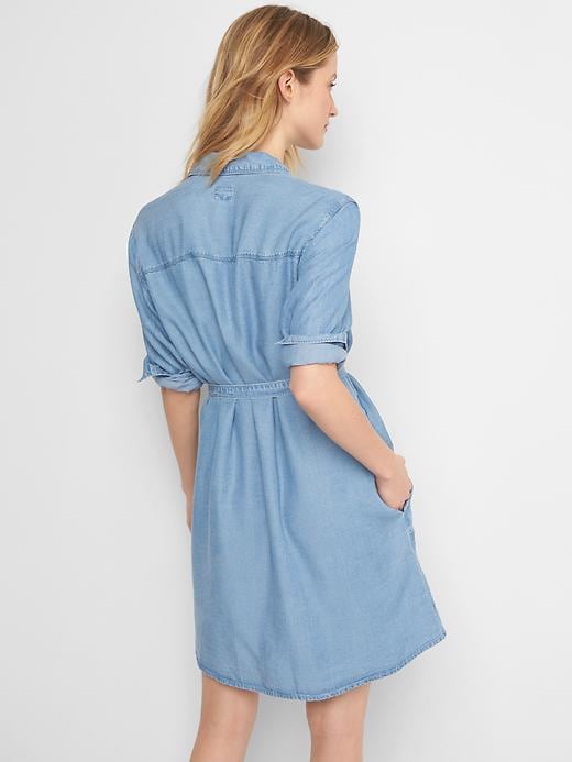 Image number 2 showing, TENCEL&#153 denim tie-belt shirtdress