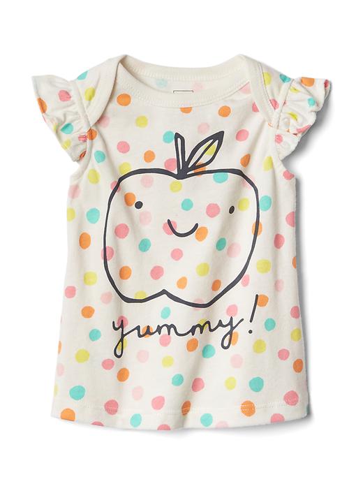 Image number 1 showing, Organic apple and dot flutter tee