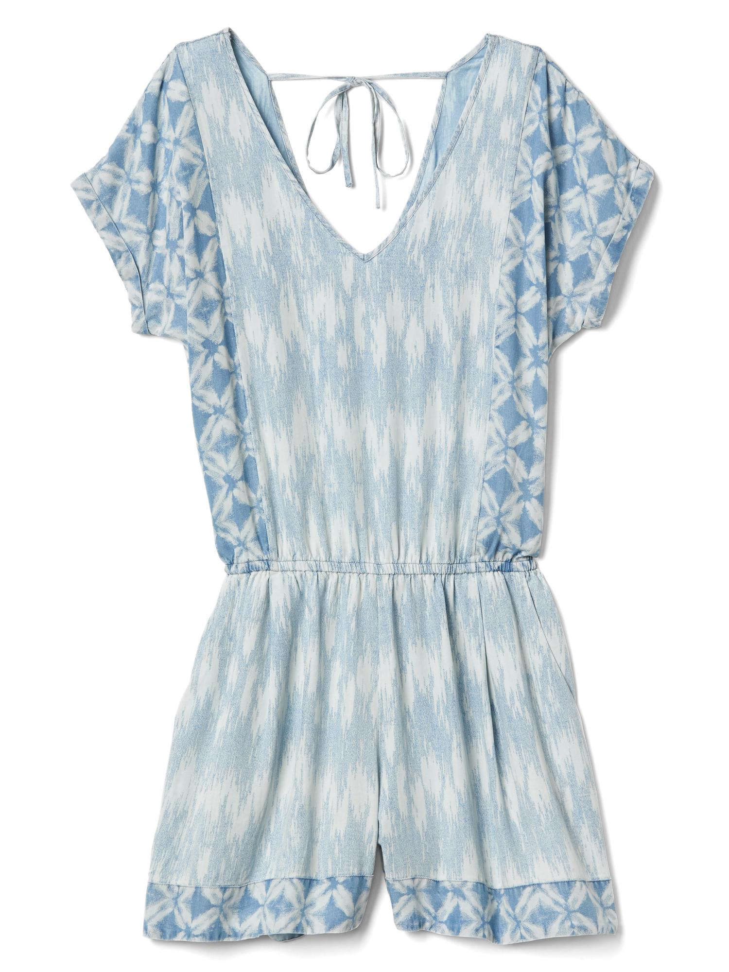 TENCEL™ Vneck mix pattern romper Gap