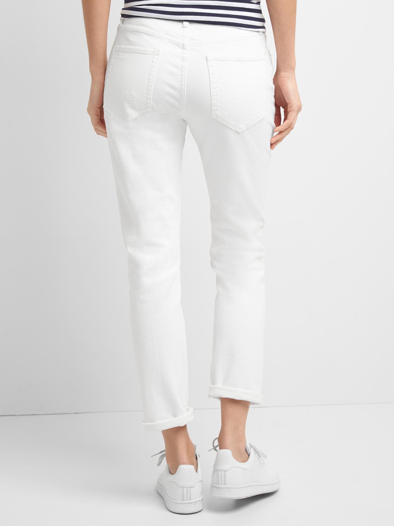 Mid rise destructed relaxed boyfriend jeans Gap