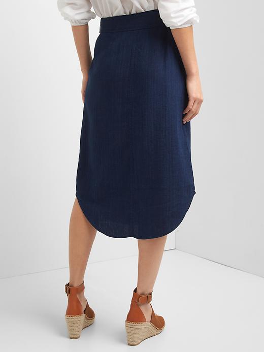 View large product image 2 of 6. Linen-cotton utility wrap skirt