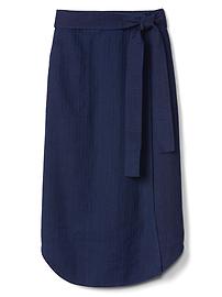 View large product image 6 of 6. Linen-cotton utility wrap skirt