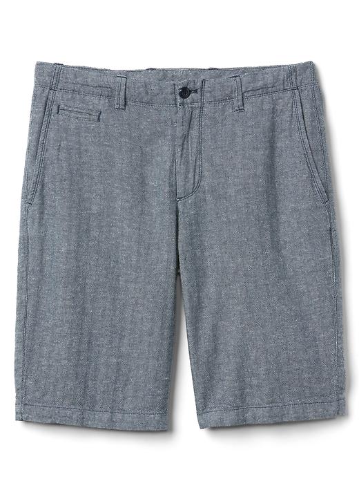 Image number 6 showing, Linen-cotton herringbone shorts (12")