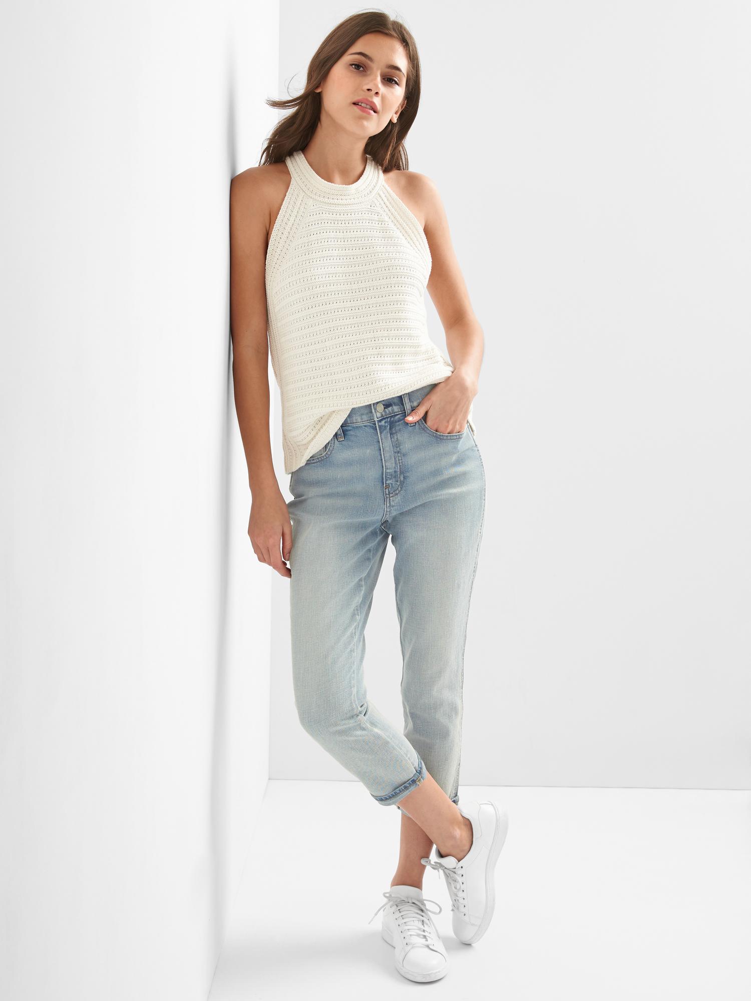 Super high rise best girlfriend crop jeans Gap