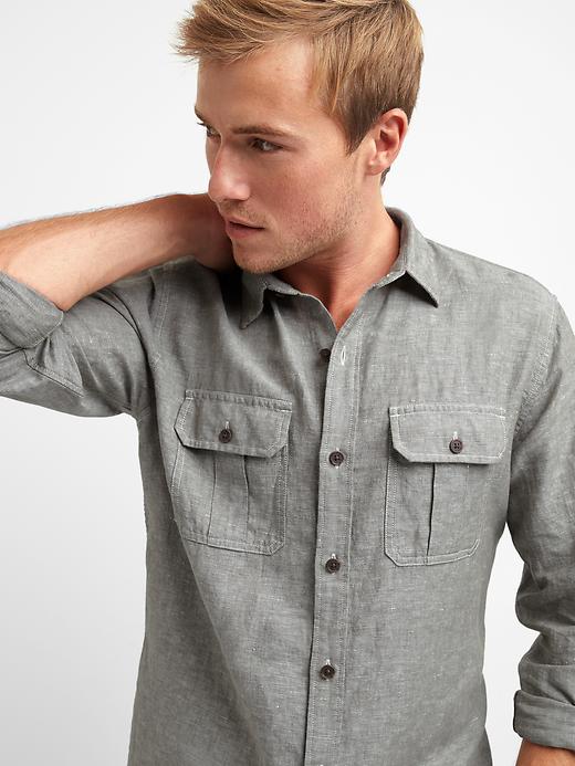 Linencotton utility pocket shirt Gap
